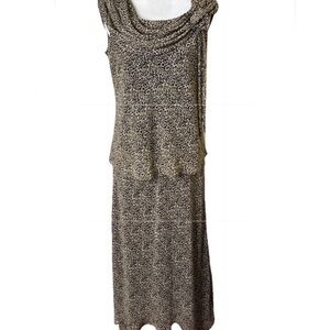 J.B.S. 2 PIECE TOP AND SKIRT ANKMAL PRINT LINED SHEER OVERLAY WOMENS SIZE SMALL